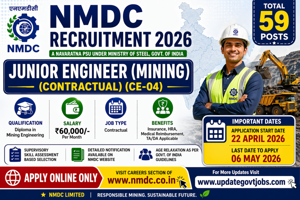 NMDC JE mining Vacancy 2026
