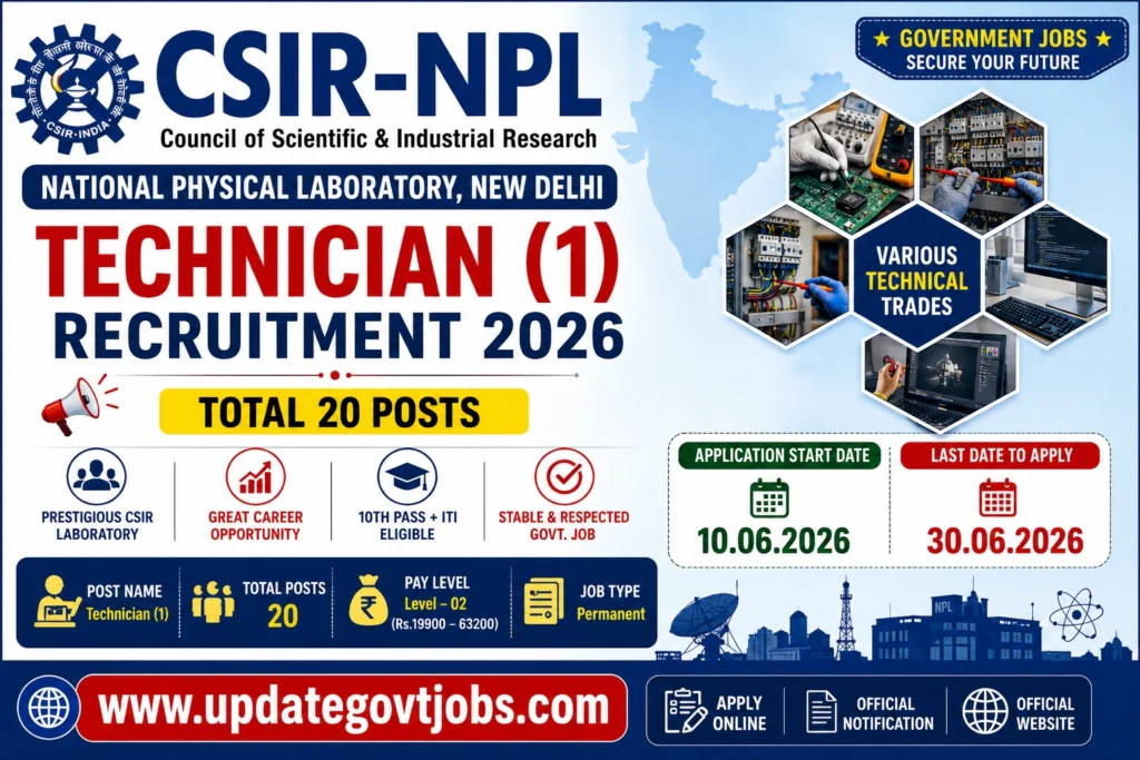 CSIR NPL Technician Recruitment 2026